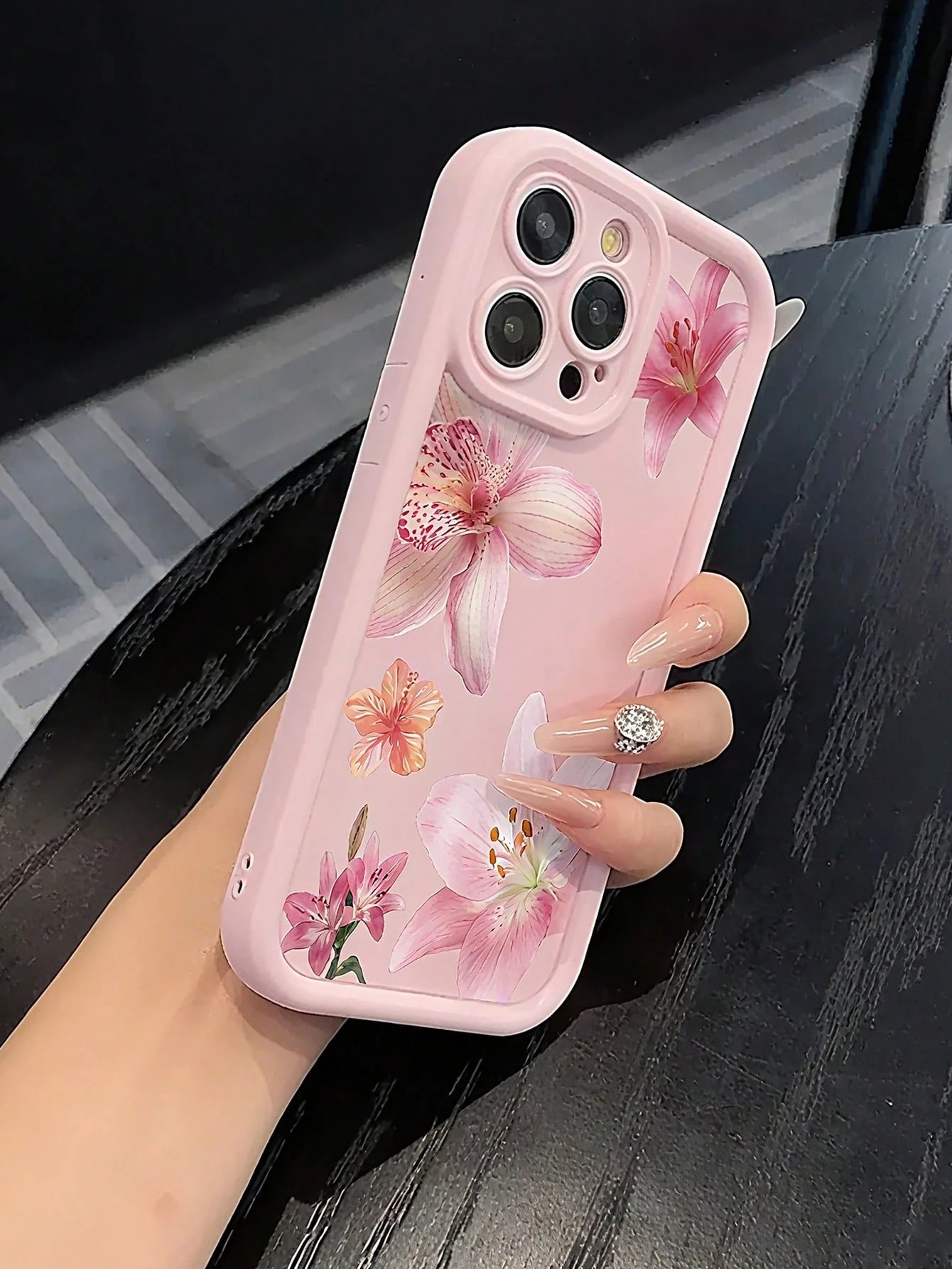 Minimalist Pink TPU Flower Element Shockproof Pattern 1pc Phone Case Compatible With IPhone 16 Pro Max/15 Plus/14/13/12/11/8P/XS Max And Galaxy S24 Ultra/S23 FE/S22/S21/S20/A52S/A15/A03 Spring Gift In