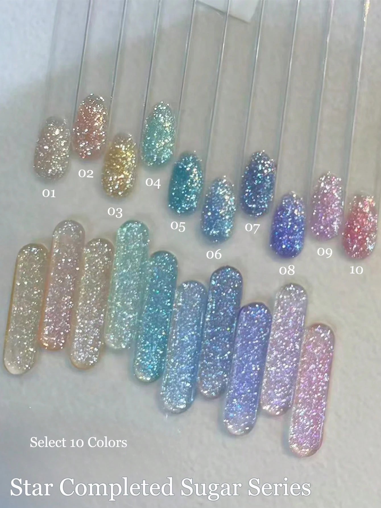 MISS SHAKA 10ml Summer Super Glitter Powder Blue & White Starry Sky Candy Diamond Gel Nail Polish, Gel Series Light Therapy Gel Whitening Style, Popular Nail Salon Home DIY Nail Art Supplies