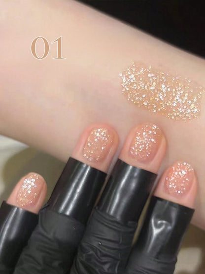 MISS SHAKA 10ml Summer Super Glitter Powder Blue & White Starry Sky Candy Diamond Gel Nail Polish, Gel Series Light Therapy Gel Whitening Style, Popular Nail Salon Home DIY Nail Art Supplies