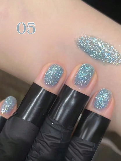 MISS SHAKA 10ml Summer Super Glitter Powder Blue & White Starry Sky Candy Diamond Gel Nail Polish, Gel Series Light Therapy Gel Whitening Style, Popular Nail Salon Home DIY Nail Art Supplies