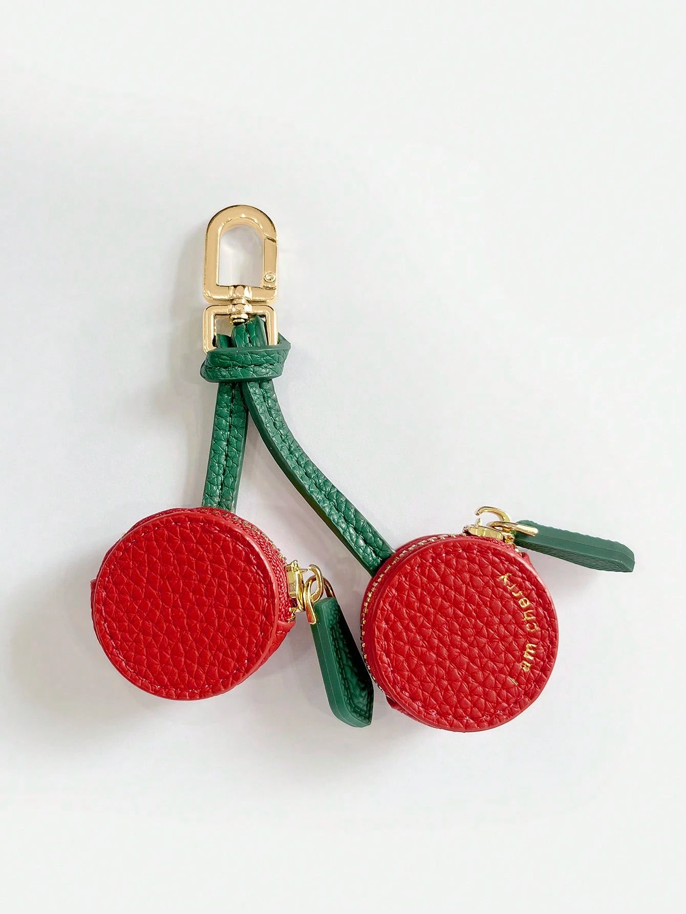 MIYIN Cherry Pattern Wallet Keychain Fruit Charm 2025 New Money Pouch Compatible With Airtag & Wallet Cute Keychain Mini Pouch Wallet With Two Zipper Pockets Gift For Girl Women For Women Wallet Mini