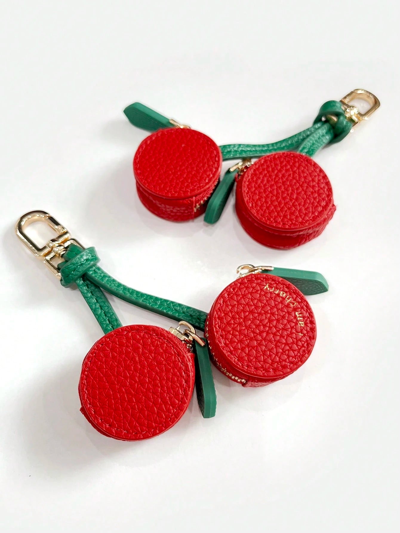 MIYIN Cherry Pattern Wallet Keychain Fruit Charm 2025 New Money Pouch Compatible With Airtag & Wallet Cute Keychain Mini Pouch Wallet With Two Zipper Pockets Gift For Girl Women For Women Wallet Mini