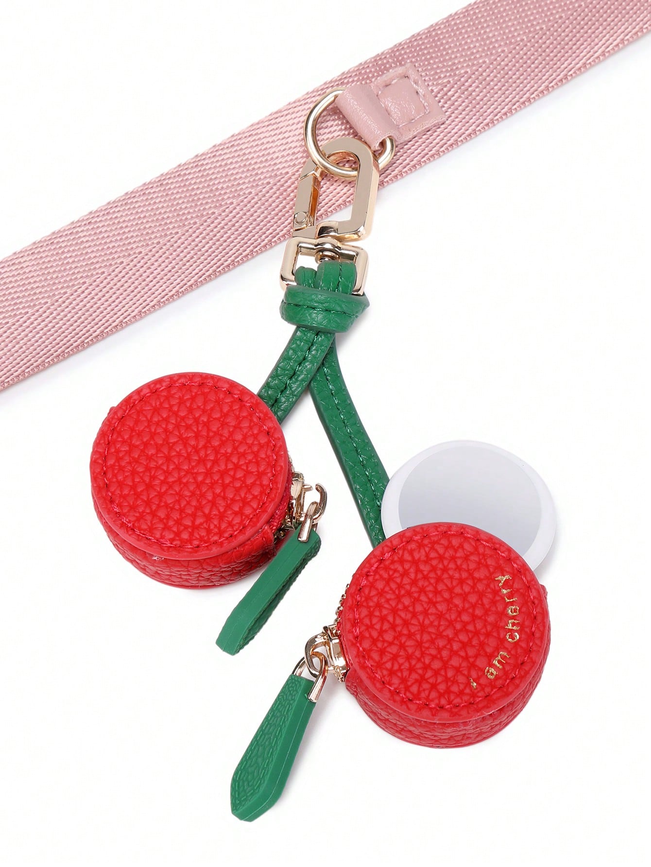 MIYIN Cherry Pattern Wallet Keychain Fruit Charm 2025 New Money Pouch Compatible With Airtag & Wallet Cute Keychain Mini Pouch Wallet With Two Zipper Pockets Gift For Girl Women For Women Wallet Mini