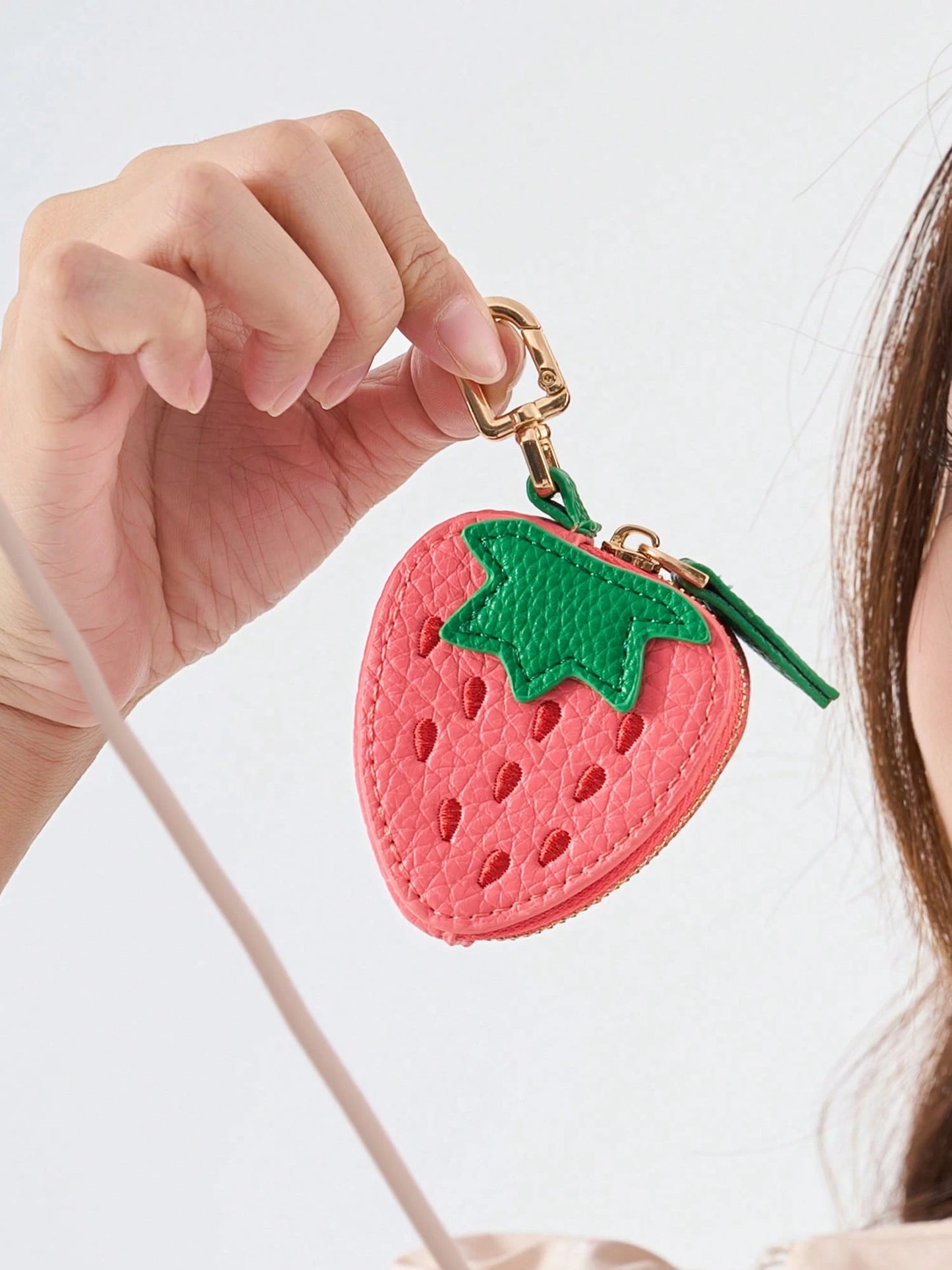 MIYIN Cherry Pattern Wallet Keychain Fruit Charm 2025 New Money Pouch Compatible With Airtag & Wallet Cute Keychain Mini Pouch Wallet With Two Zipper Pockets Gift For Girl Women For Women Wallet Mini