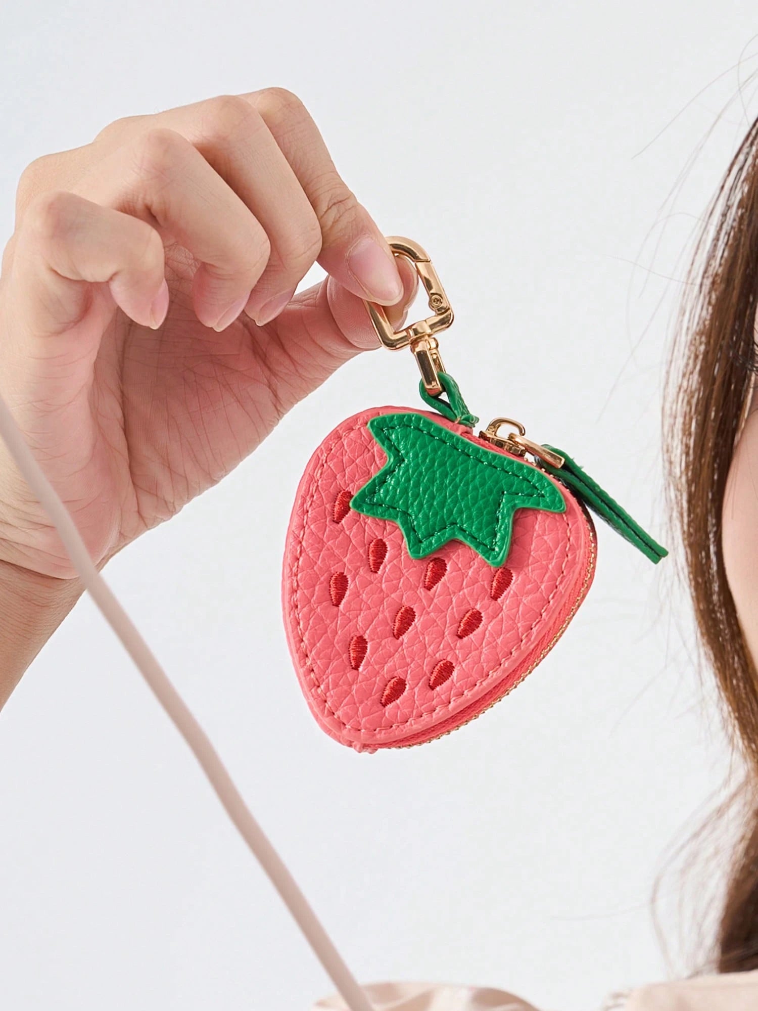 MIYIN Cherry Pattern Wallet Keychain Fruit Charm 2025 New Money Pouch Compatible With Airtag & Wallet Cute Keychain Mini Pouch Wallet With Two Zipper Pockets Gift For Girl Women For Women Wallet Mini