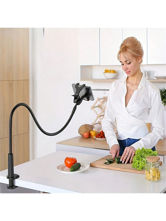 Mobile Phone Clamp Bracket Flexible Long Arm Gooseneck Slouchy Person Bracket With Handle, Bedside Tabletop Overhead Live Streaming Mobile Phone Tablet Bracket Compatible With IPhone, Android Phone, G