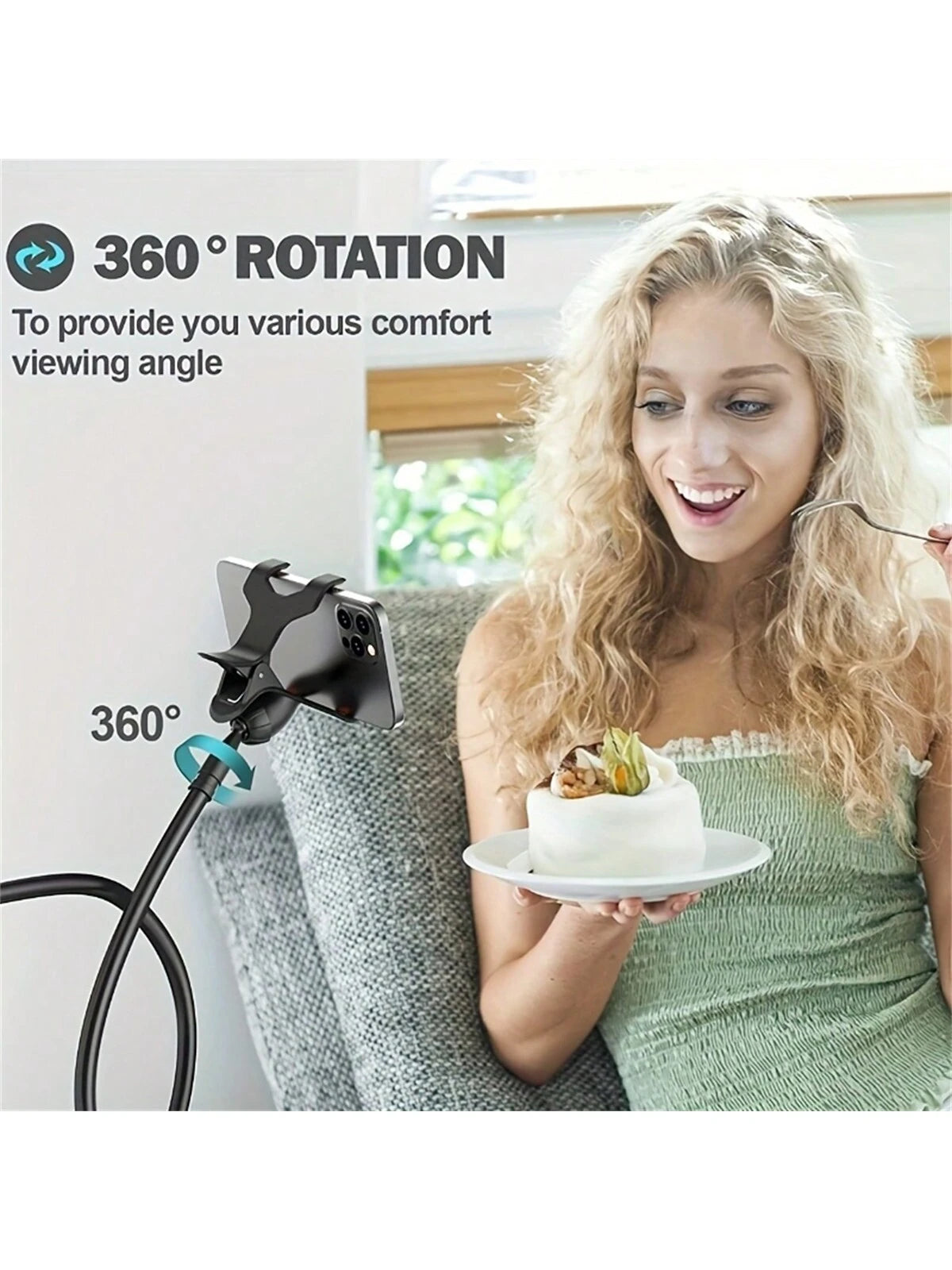 Mobile Phone Clamp Bracket Flexible Long Arm Gooseneck Slouchy Person Bracket With Handle, Bedside Tabletop Overhead Live Streaming Mobile Phone Tablet Bracket Compatible With IPhone, Android Phone, G