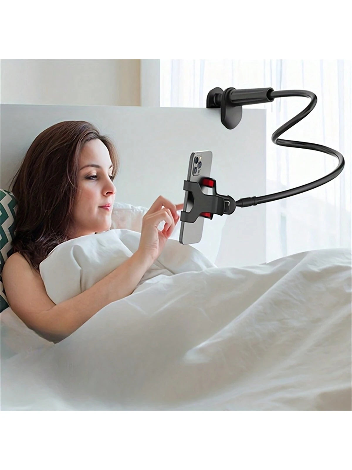Mobile Phone Clamp Bracket Flexible Long Arm Gooseneck Slouchy Person Bracket With Handle, Bedside Tabletop Overhead Live Streaming Mobile Phone Tablet Bracket Compatible With IPhone, Android Phone, G
