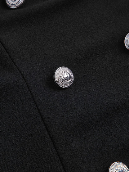 MOD Double Breasted Bow Front 2 In 1 Overall Dress