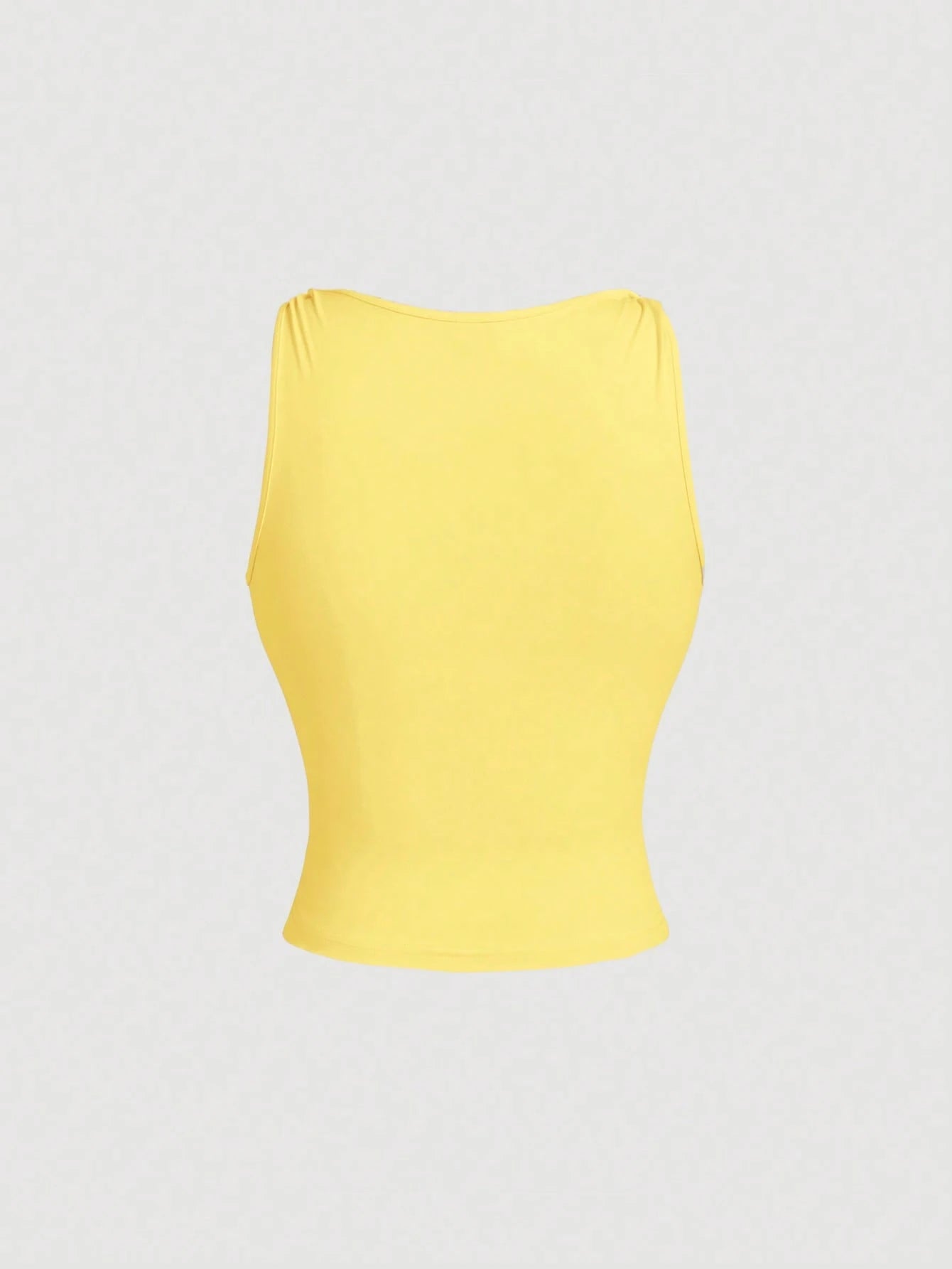 MOD Women's Rhinestone Twist Ruched Fitted Yellow Tank Top