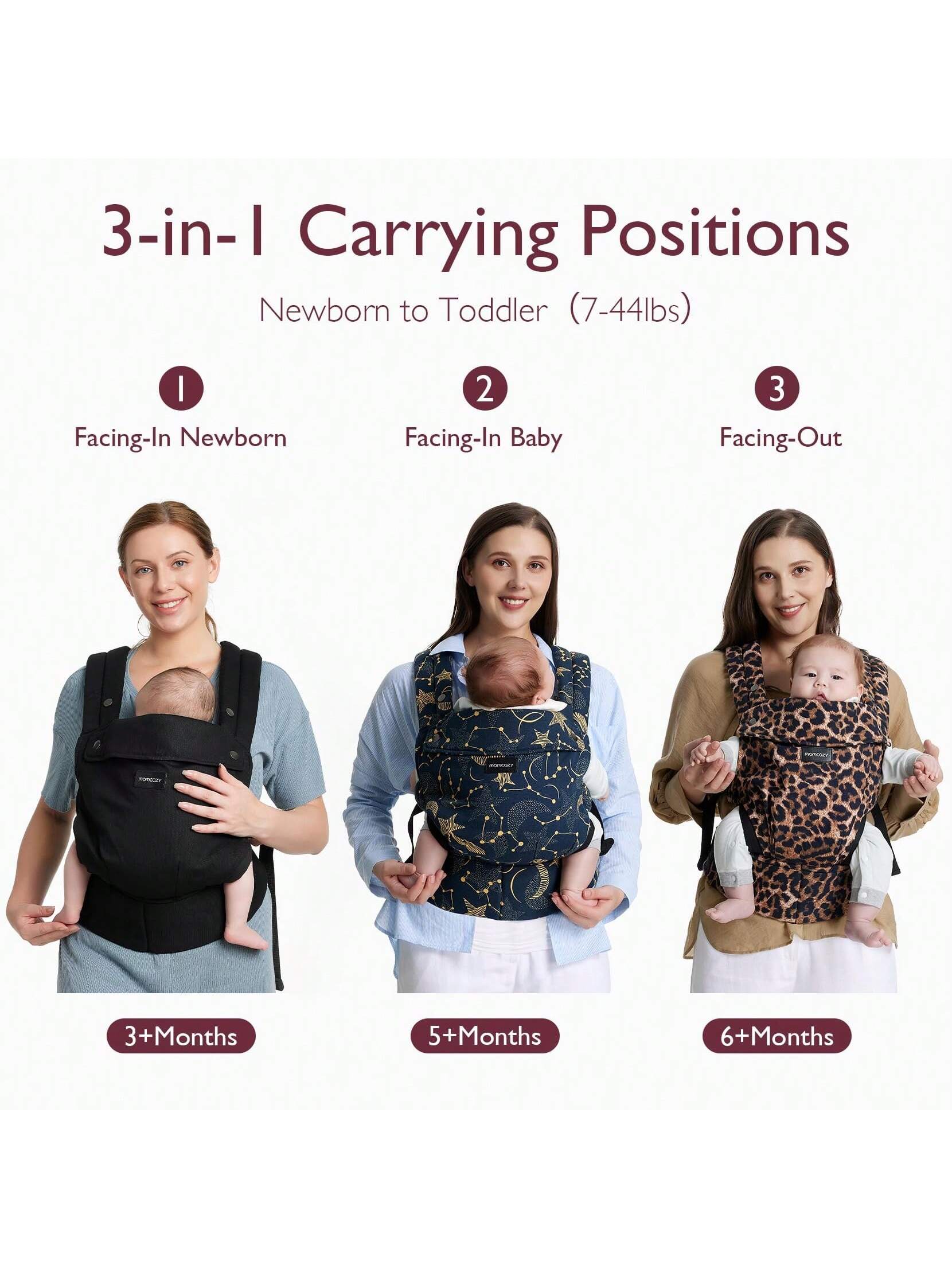 Momcozy Baby Carrier Newborn To Toddler- Ergonomic, Cozy And Lightweight Infant Carrier For 7-44lbs, Effortless To Put On, Ideal For Hands-Free Parenting, Enhanced Lumbar Support