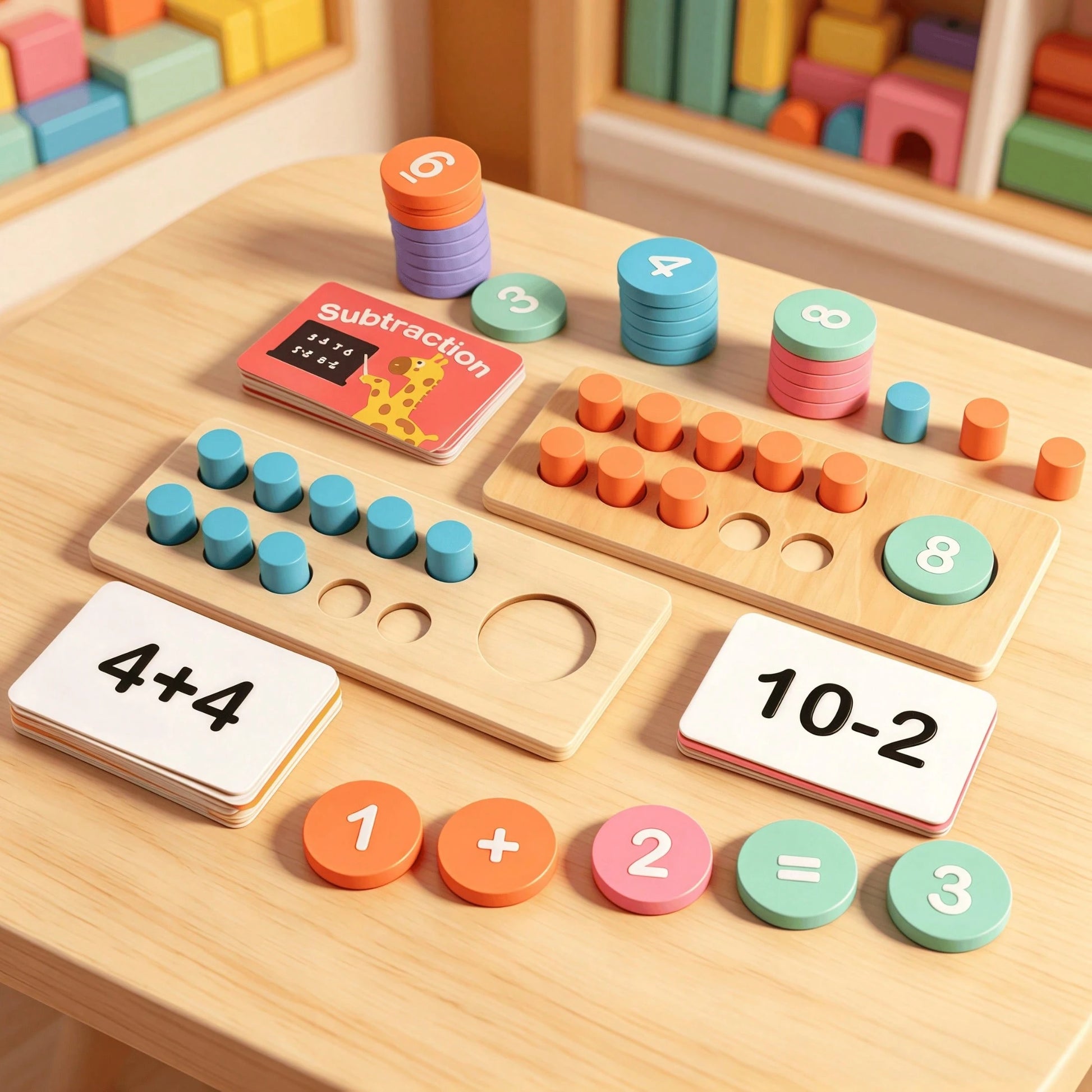 Montessori Math Manipulatives Wooden Learning Digit & Counting Game 10-Frame Set, Suitable For Elementary Classrooms And Kindergartens