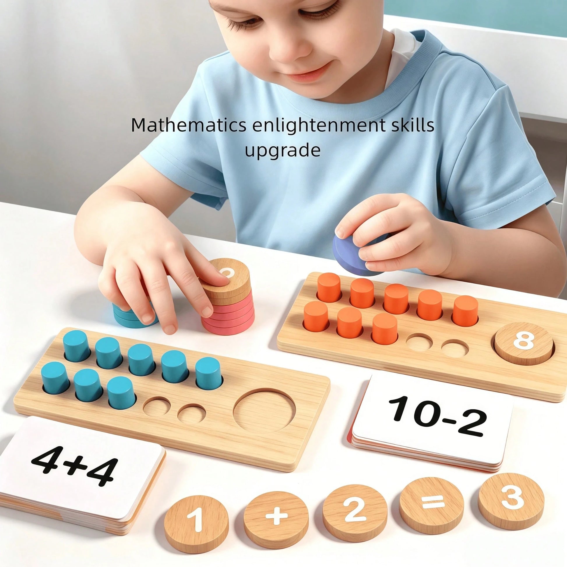 Montessori Math Manipulatives Wooden Learning Digit & Counting Game 10-Frame Set, Suitable For Elementary Classrooms And Kindergartens