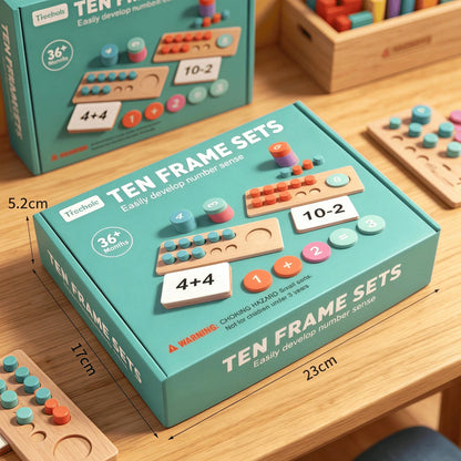 Montessori Math Manipulatives Wooden Learning Digit & Counting Game 10-Frame Set, Suitable For Elementary Classrooms And Kindergartens