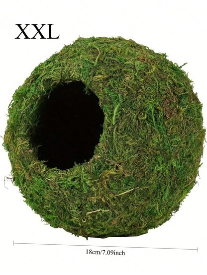 Moss Cave, Artificial Green Moss Cave, Hiding Place For Pets Reptiles Frogs And Snakes, Decoration For Terrarium And Vivarium, Gecko Terrarium Decor (Forest Green)