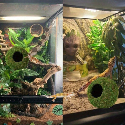 Moss Cave, Artificial Green Moss Cave, Hiding Place For Pets Reptiles Frogs And Snakes, Decoration For Terrarium And Vivarium, Gecko Terrarium Decor (Forest Green)