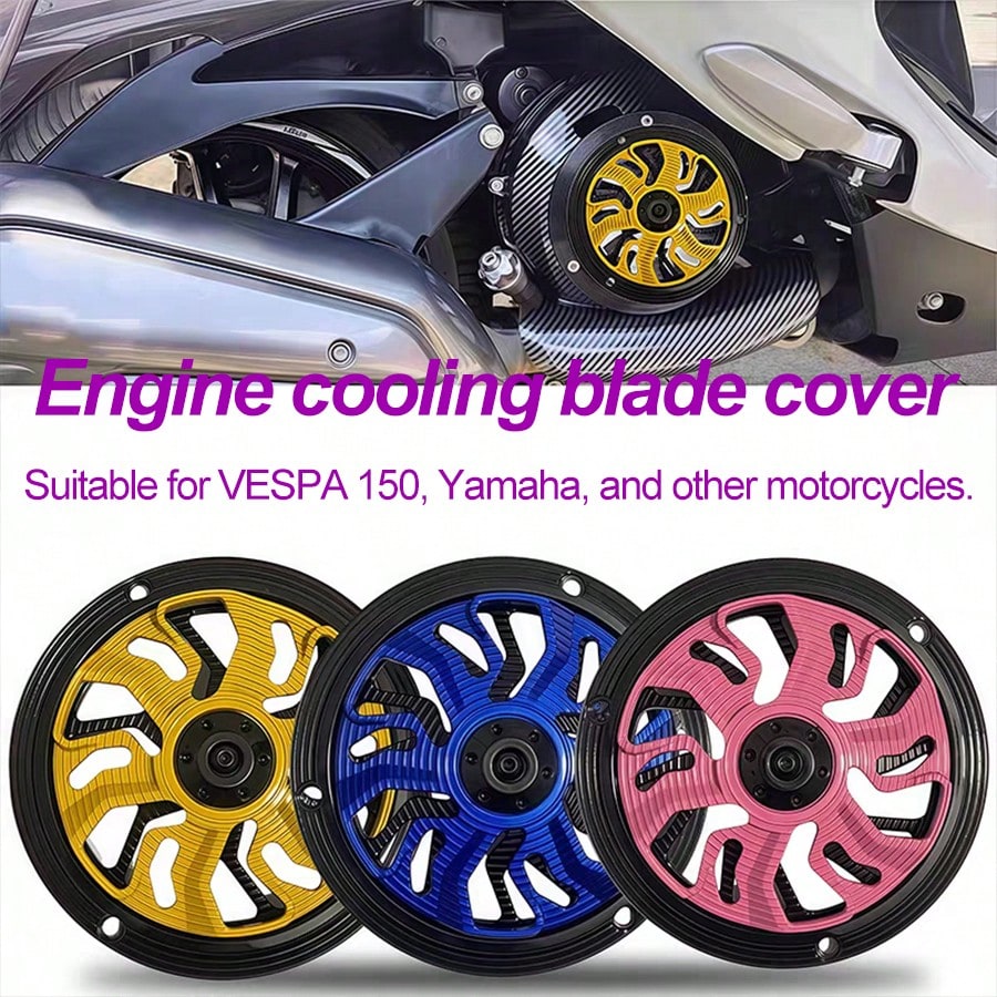 Motorcycle Engine Fan Blade Cover, Rotating Fan Cover, Radiator Decorative Accessory, Motorcycle Modification Parts, Engine Decorative Fan Blade Cover, Multiple Colors Available, Aluminum Alloy Materi