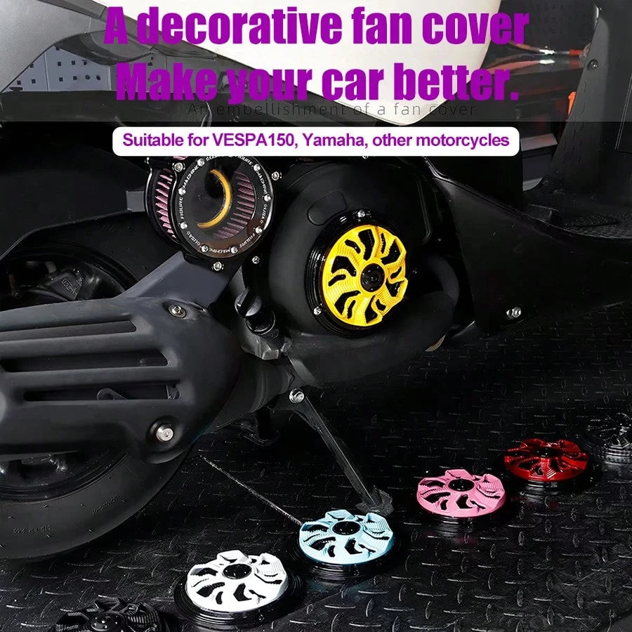 Motorcycle Engine Fan Blade Cover, Rotating Fan Cover, Radiator Decorative Accessory, Motorcycle Modification Parts, Engine Decorative Fan Blade Cover, Multiple Colors Available, Aluminum Alloy Materi