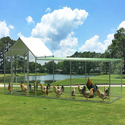 mteryoing Large Metal Chicken Co Op, Chicken Run For Yard With Waterproof And Anti-UV Cover, Walk-In Chicken House For 8/10 Chickens, Rabbits Duck Outdoor Farm Yard