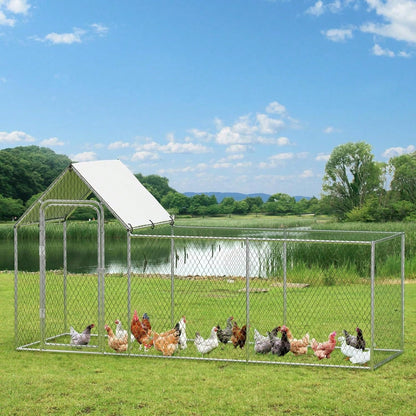 mteryoing Large Metal Chicken Co Op, Chicken Run For Yard With Waterproof And Anti-UV Cover, Walk-In Chicken House For 8/10 Chickens, Rabbits Duck Outdoor Farm Yard