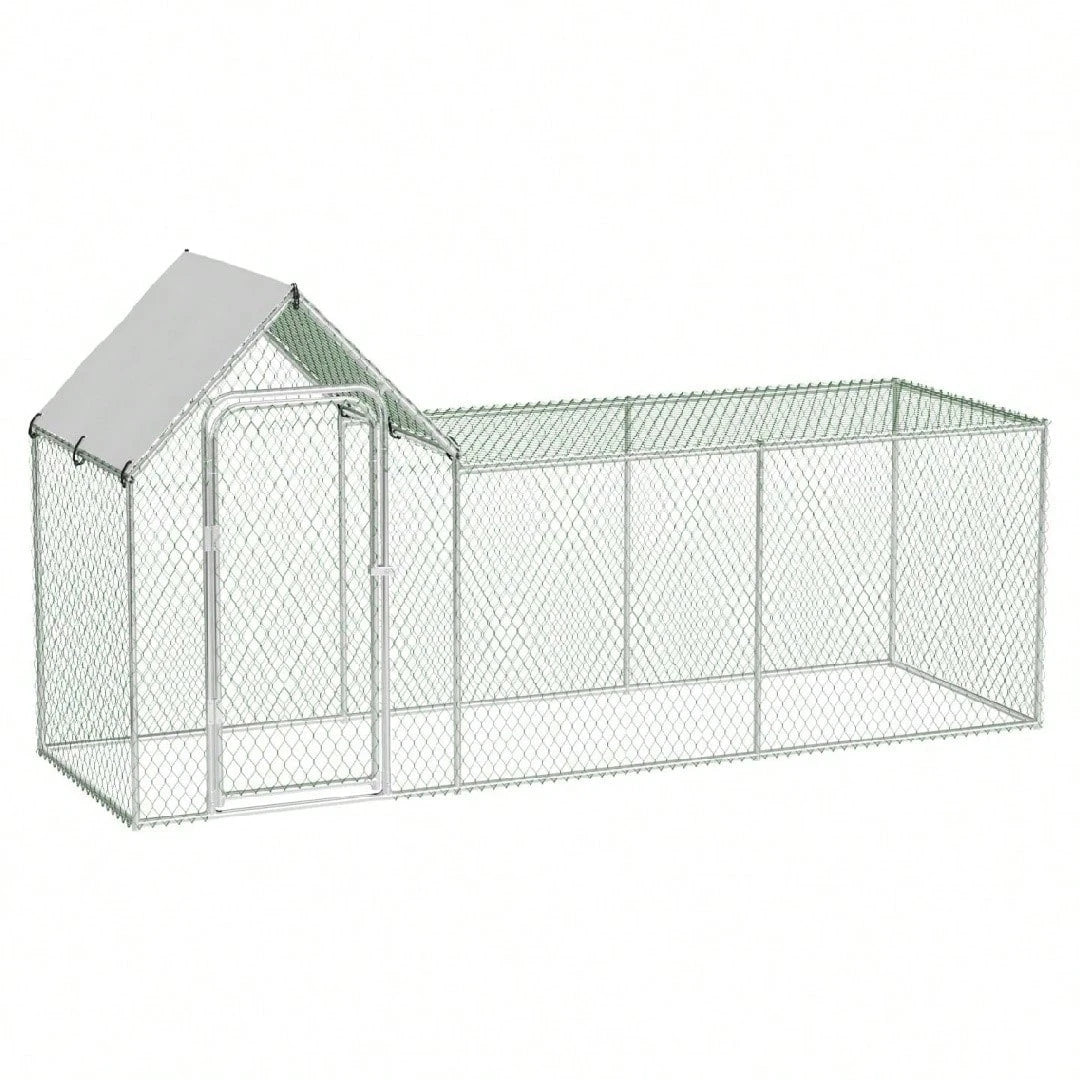 mteryoing Large Metal Chicken Co Op, Chicken Run For Yard With Waterproof And Anti-UV Cover, Walk-In Chicken House For 8/10 Chickens, Rabbits Duck Outdoor Farm Yard