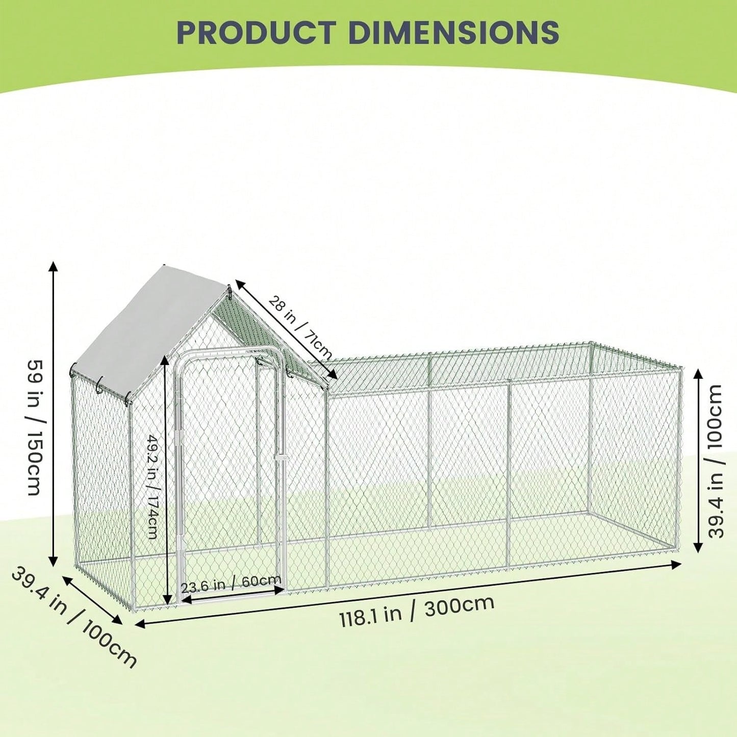 mteryoing Large Metal Chicken Co Op, Chicken Run For Yard With Waterproof And Anti-UV Cover, Walk-In Chicken House For 8/10 Chickens, Rabbits Duck Outdoor Farm Yard