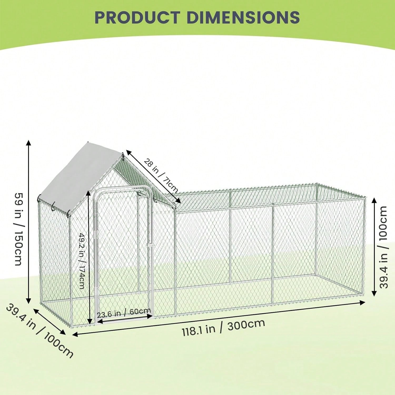mteryoing Large Metal Chicken Co Op, Chicken Run For Yard With Waterproof And Anti-UV Cover, Walk-In Chicken House For 8/10 Chickens, Rabbits Duck Outdoor Farm Yard