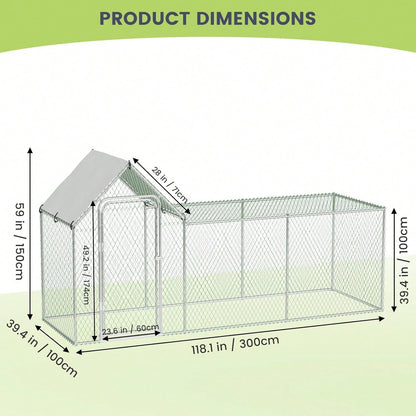 mteryoing Large Metal Chicken Co Op, Chicken Run For Yard With Waterproof And Anti-UV Cover, Walk-In Chicken House For 8/10 Chickens, Rabbits Duck Outdoor Farm Yard