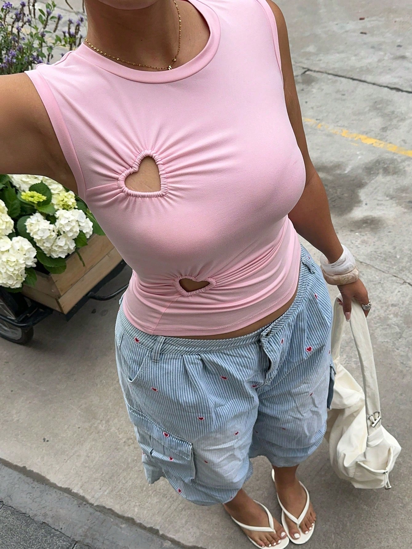 Muchica Plus Size Women Solid Color Round Neck Pleated Casual Versatile Daily Wear Top