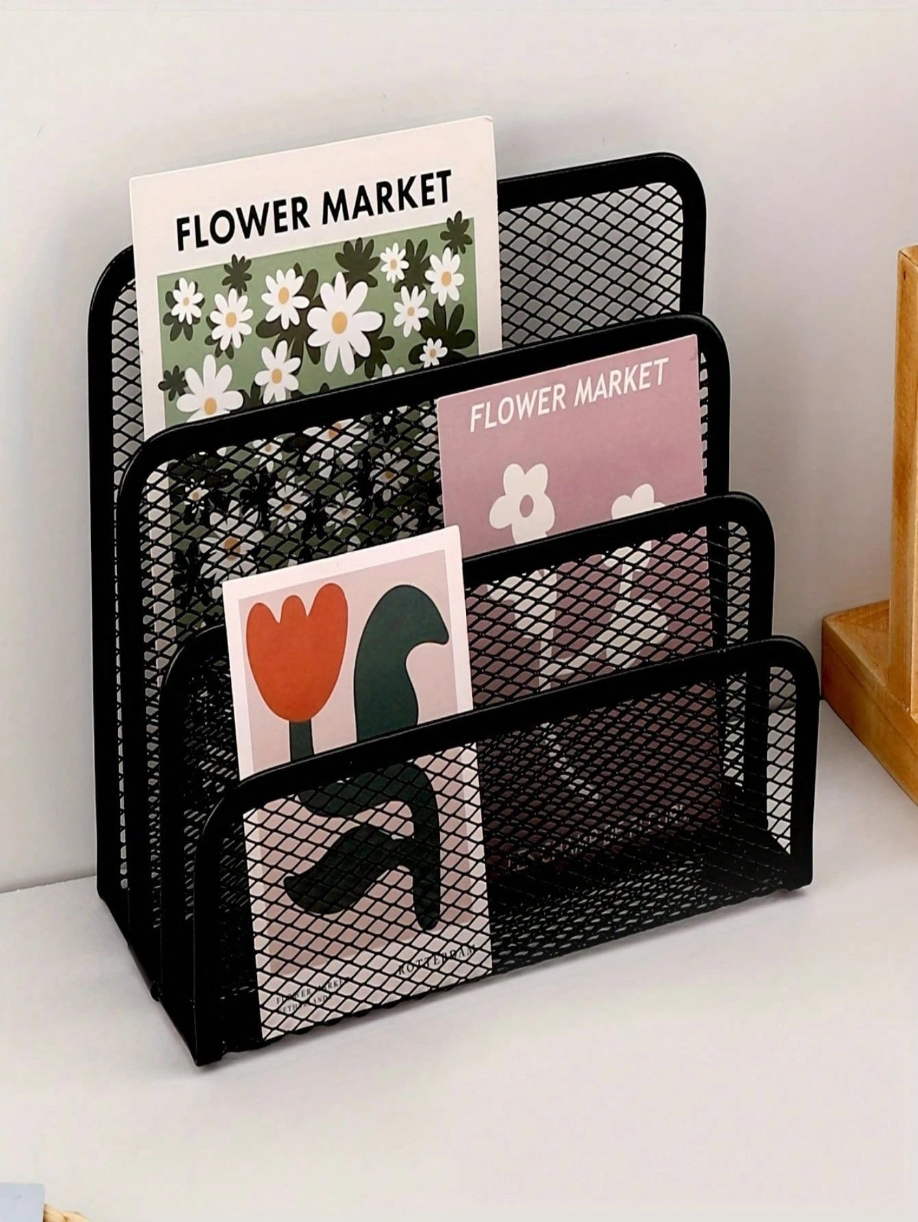 Multi-Function Metal Wire Mesh Desk Organizer Rack With Bookshelf, File Holder, Letter/Card Slots- Space-Saving Freestanding Storage Shelf, Suitable For Home Office, Compact Vertical Design, Fits Hom