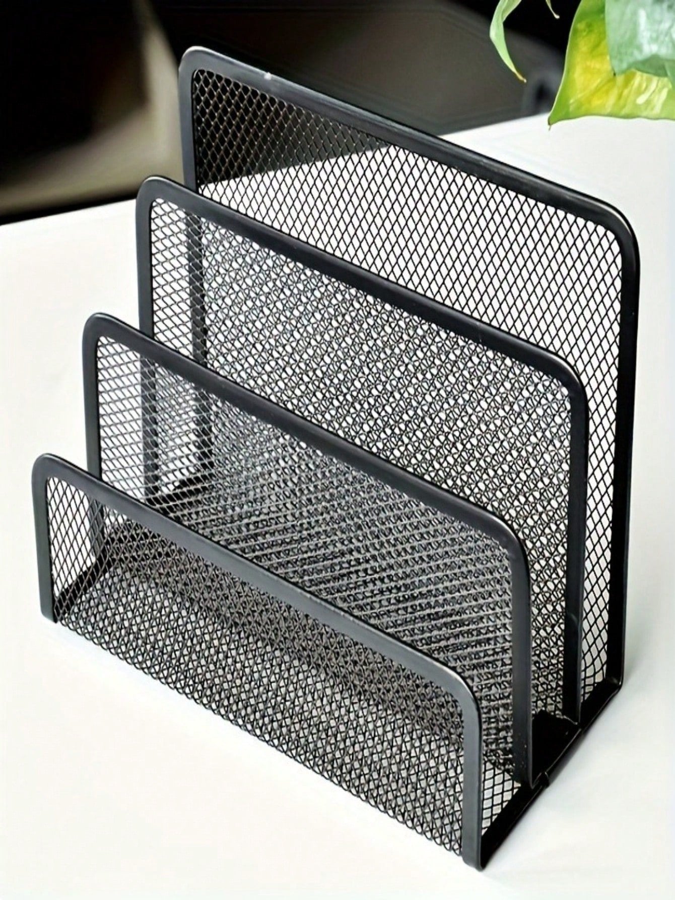 Multi-Function Metal Wire Mesh Desk Organizer Rack With Bookshelf, File Holder, Letter/Card Slots- Space-Saving Freestanding Storage Shelf, Suitable For Home Office, Compact Vertical Design, Fits Hom