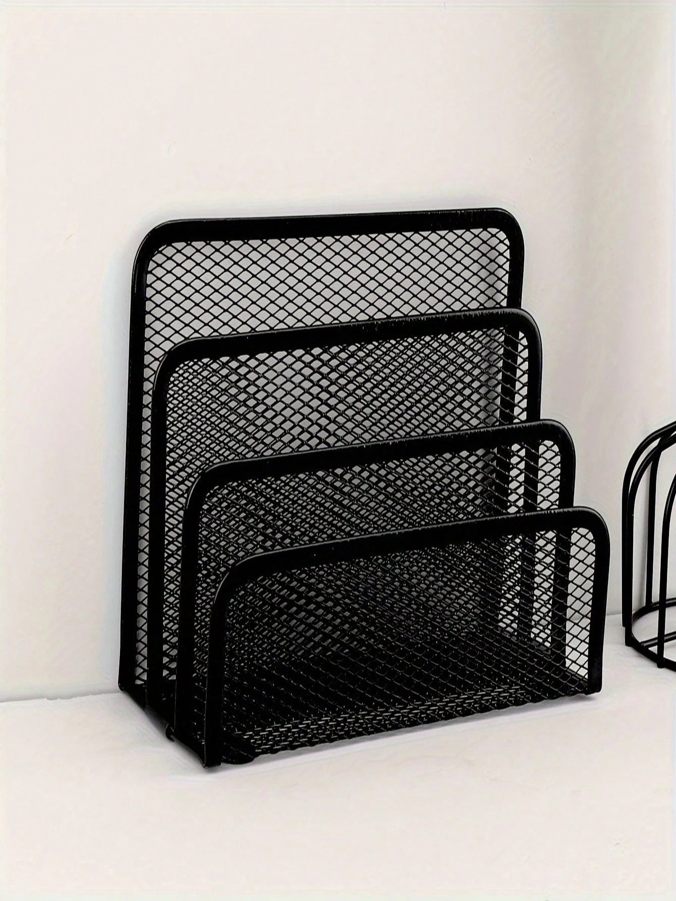 Multi-Function Metal Wire Mesh Desk Organizer Rack With Bookshelf, File Holder, Letter/Card Slots- Space-Saving Freestanding Storage Shelf, Suitable For Home Office, Compact Vertical Design, Fits Hom