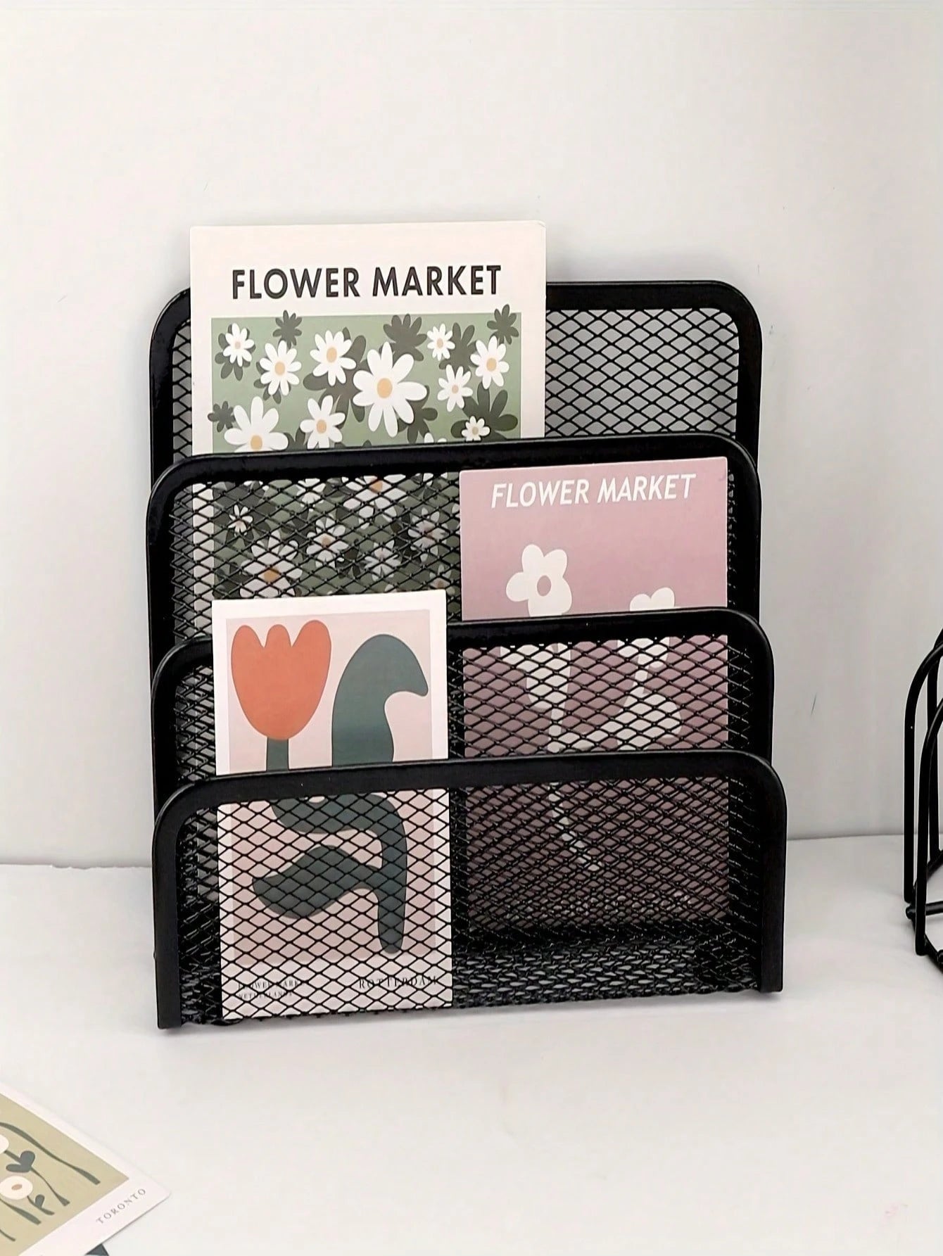 Multi-Function Metal Wire Mesh Desk Organizer Rack With Bookshelf, File Holder, Letter/Card Slots- Space-Saving Freestanding Storage Shelf, Suitable For Home Office, Compact Vertical Design, Fits Hom