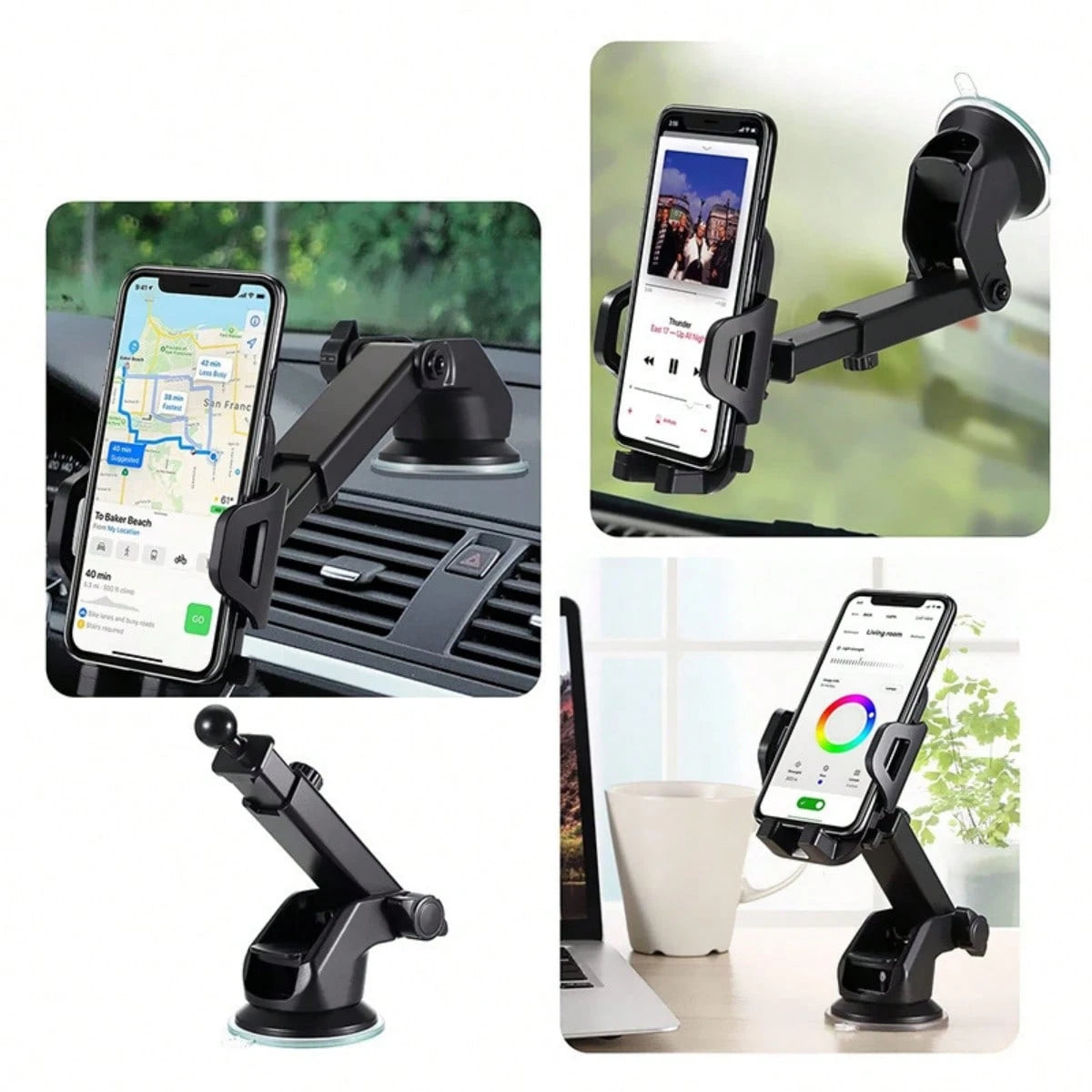 Multifunctional Car Dashboard Mount, Car Suction Cup Holder, Car Phone Holder, Navigation Mount, Rotatable, With Suction Cup, Suitable For Cars, Smartphones, Compact Design, Adjustable Angle, Car Acce