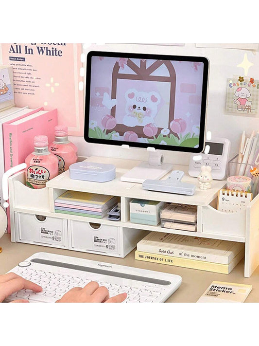 Multifunctional Computer Stand, Monitor Riser, Drawer Storage, Desk Organizer, Office Desktop Stand