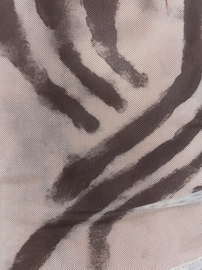 MUSERA Mesh Printed Long Sleeve Slash Neck Top Low Rise Micro Short Co-Ord Set Sold As Set Sexy Summer Spring Rave Festival Holiday Party Going Out Serpent
