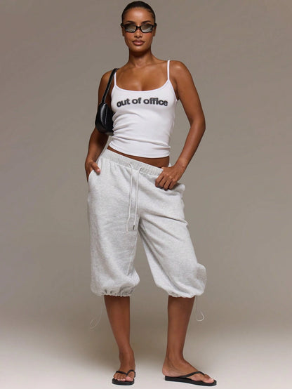MUSERA Strappy Scoop Neck Graphic 'Out Of Office' Print Fitted Cami Top Cute Everyday Daily Lounge Airport Holidays Vacation Summer Spring Altitude