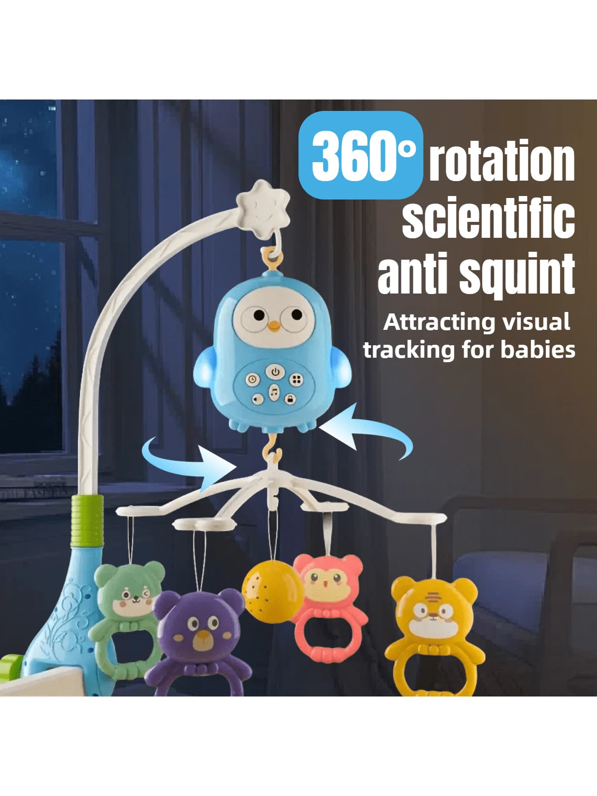 Musical Baby Crib Mobile With 360 Degree Rotation, Crib Mobile For Boys And Girls, Music Projection Rotating Bedside Bell Holiday Gift Boxes Christmas Gifts