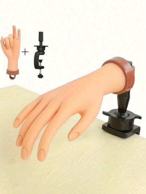 Nail Art Practice Hand Model Stand Set- Realistic Palm & Flexible Fingers, Suitable For Nail Training