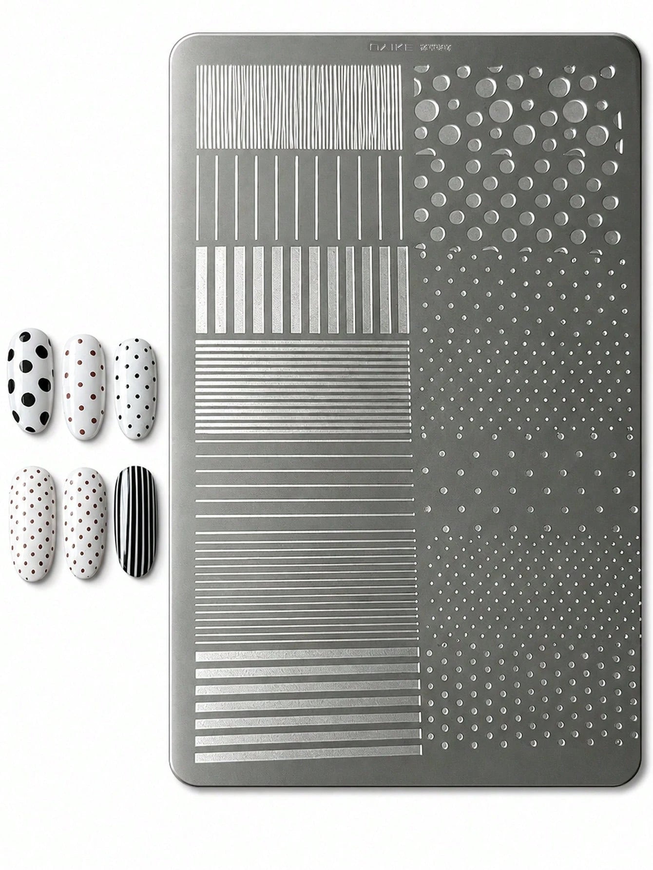 Nail Art Printing Steel Plate Striped Polka Dot French Style Nail Stamping Template, Nail Art Tools For Nail Technicians