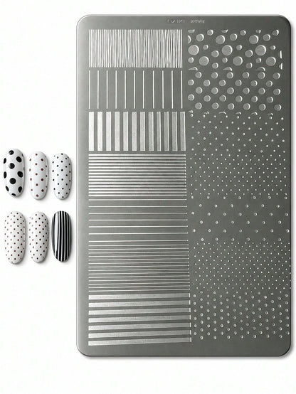Nail Art Printing Steel Plate Striped Polka Dot French Style Nail Stamping Template, Nail Art Tools For Nail Technicians