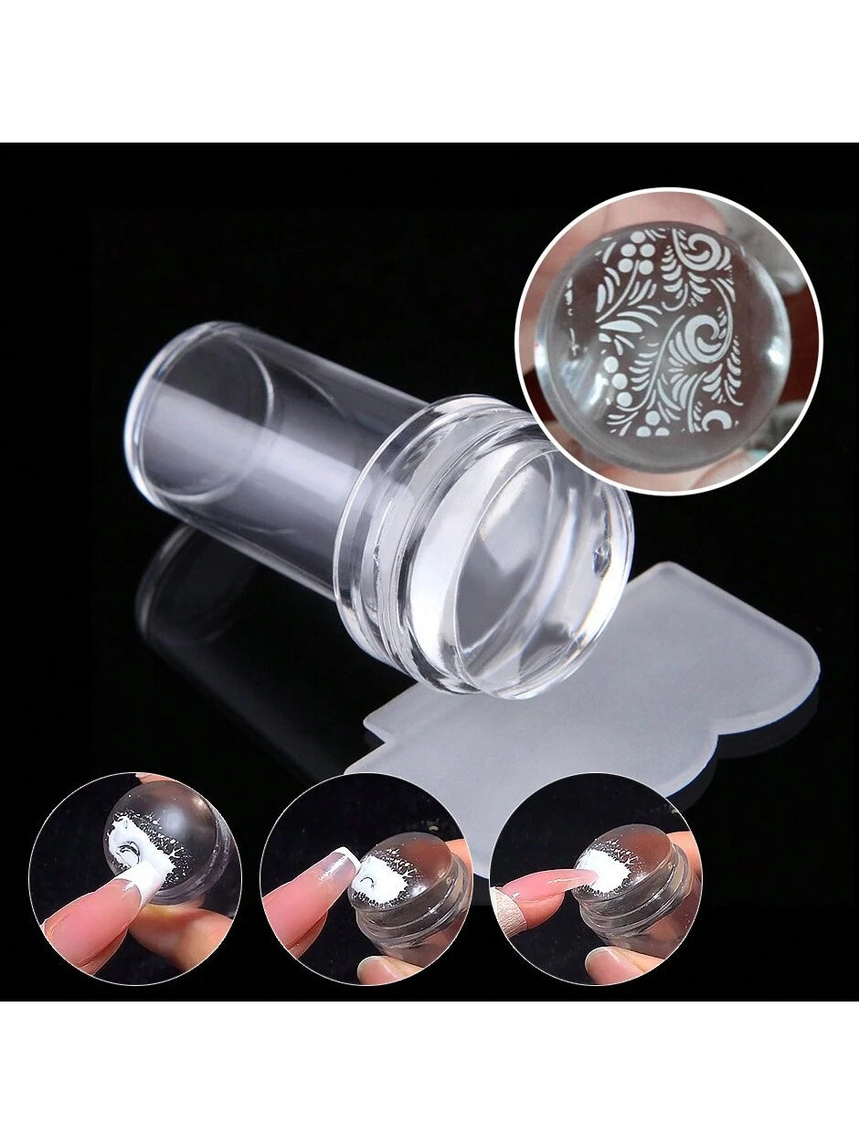 Nail Art Tool Kit 2.3- Clear Silicone Nail Stamping Plate And Scraper Set For DIY Nail Decoration With French Manicure Stamping And Nail Polish Transfer Printing