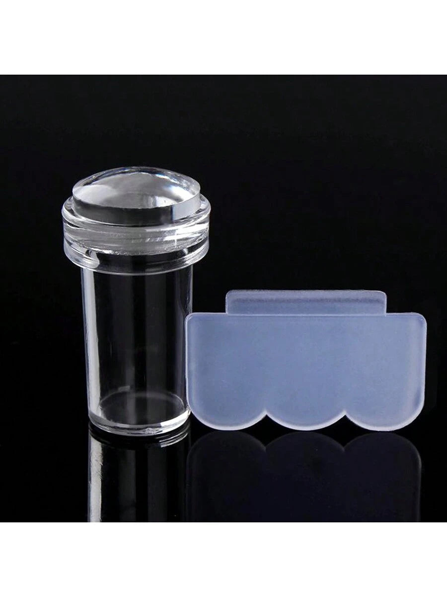 Nail Art Tool Kit 2.3- Clear Silicone Nail Stamping Plate And Scraper Set For DIY Nail Decoration With French Manicure Stamping And Nail Polish Transfer Printing