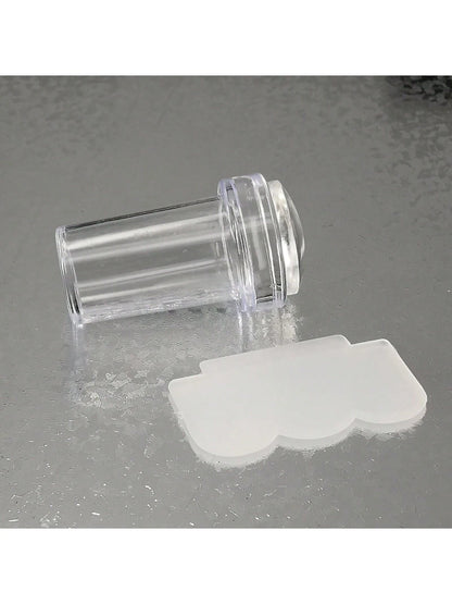 Nail Art Tool Kit 2.3- Clear Silicone Nail Stamping Plate And Scraper Set For DIY Nail Decoration With French Manicure Stamping And Nail Polish Transfer Printing