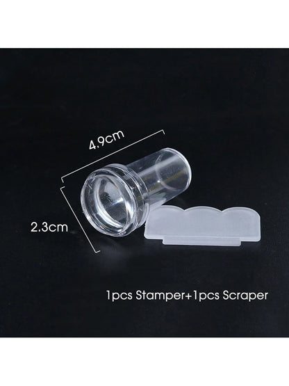 Nail Art Tool Kit 2.3- Clear Silicone Nail Stamping Plate And Scraper Set For DIY Nail Decoration With French Manicure Stamping And Nail Polish Transfer Printing