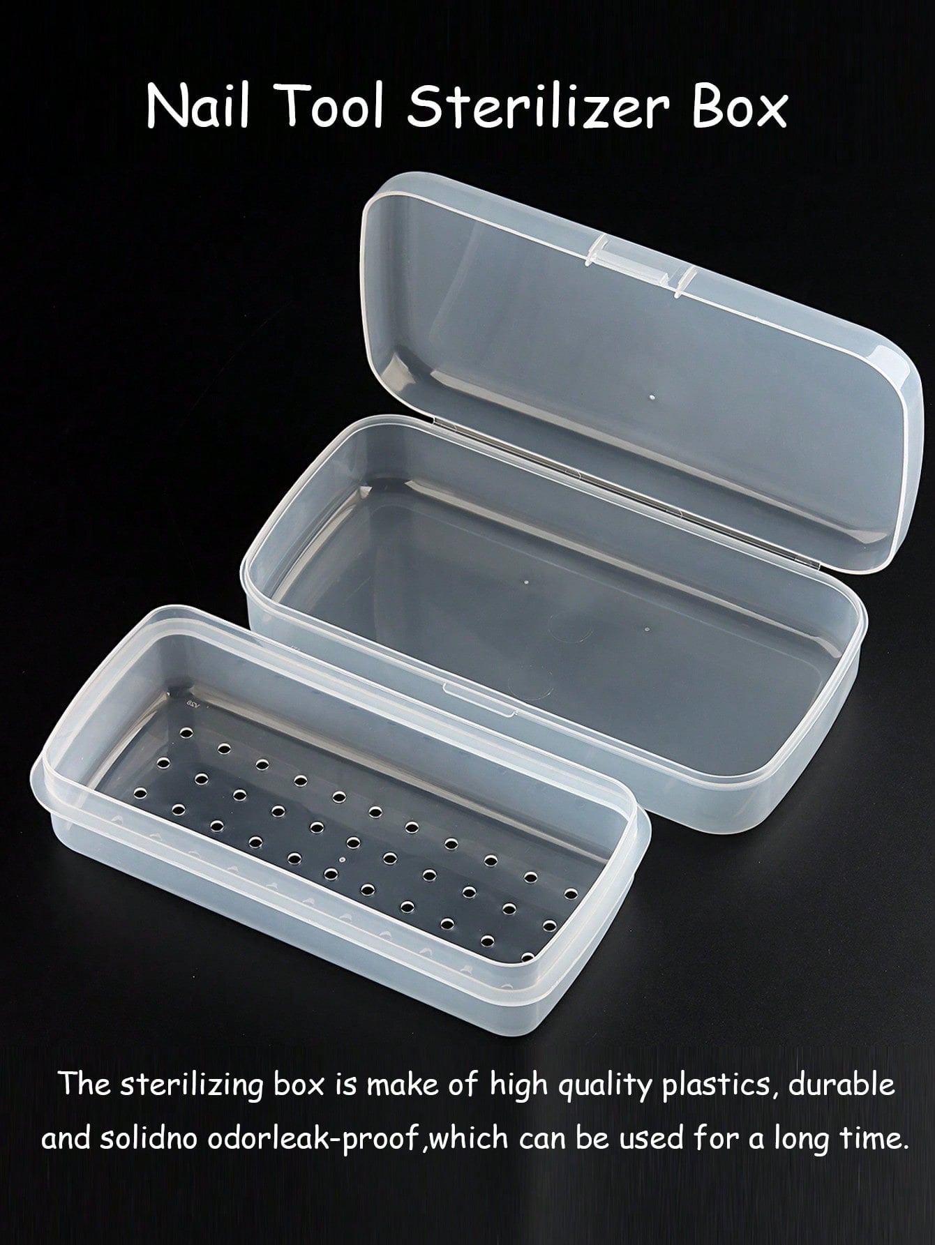 Nail Art Tool Sterilizer Trays- Portable, Transparent Plastic Storage Boxes With Strainers For Tweezers & Manicure Tools, Nail Art Supplies, Sleek Design, Durable Construction