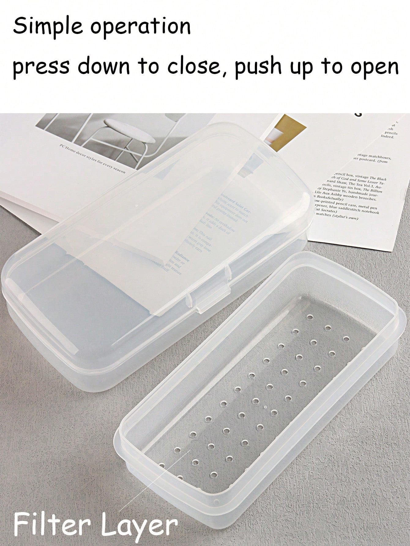 Nail Art Tool Sterilizer Trays- Portable, Transparent Plastic Storage Boxes With Strainers For Tweezers & Manicure Tools, Nail Art Supplies, Sleek Design, Durable Construction