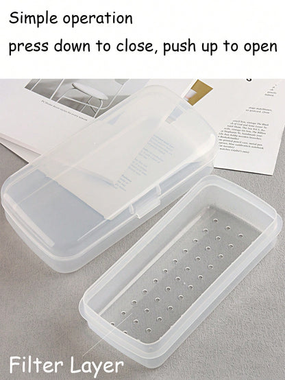 Nail Art Tool Sterilizer Trays- Portable, Transparent Plastic Storage Boxes With Strainers For Tweezers & Manicure Tools, Nail Art Supplies, Sleek Design, Durable Construction