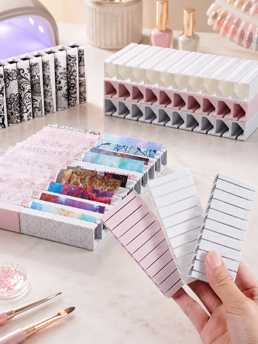Nail Art Transfer Paper Storage Box Set (Starry Paper Storage Box/Organizer), Nail Art Tools And Supplies Storage Box, Portable Starry Paper Storage Box, Suitable For Nail Salons And Personal Nail Too