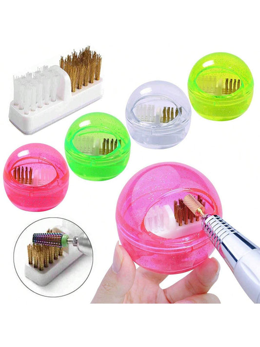 Nail Drill Cleaning Brush, Copper Wire Dust Removal Cleaning Box, Soft & Hard Drill Bits Grinding Brush, Nail Art Cleaning Tool
